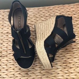 Black Summer Wedges size 7.5